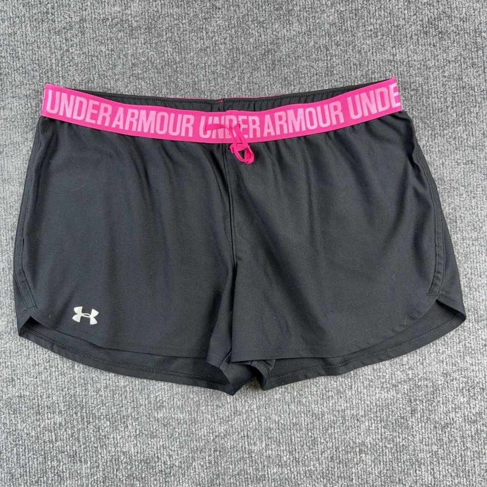 Under Armour Shorts Womens Large Black 3 Inch Inseam Running Athletic Pink
